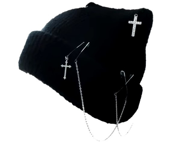 Шапка З Хрестиками та з Котячими вушками Чорна