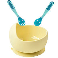 Глибока тарілка та термочутлива ложка вилка 2Life Y11 Жовтий/Блакитний (vol-10527)