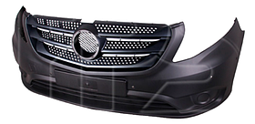 Бампер передній Mercedes Vito W447 15- Fps п/тум., +отв.п/трон., темно-сірий текст.