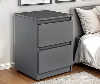 Тумбочка приліжкова Tobi Sho Lea T-225 з двома шухлядами для спальні, 400х500х400 мм Антрацит