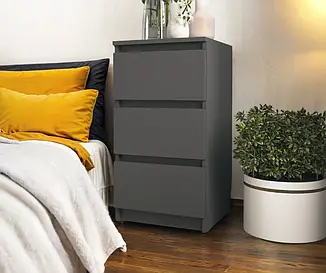 Тумба приліжкова Tobi Sho Heidi T-216 на три шухляди для спальні, 400х758х398 мм Антрацит