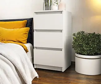 Тумба приліжкова Tobi Sho Heidi T-216 на три шухляди для спальні, 400х758х398 мм Білий