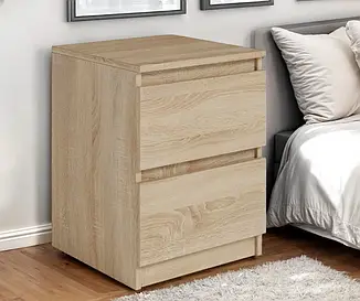 Тумбочка приліжкова Tobi Sho Lea T-225 з двома шухлядами для спальні, 400х500х400 мм Сонома