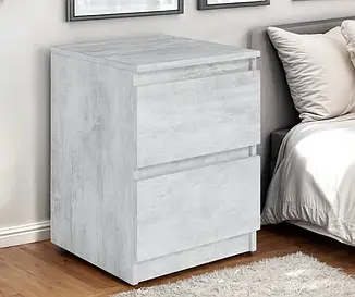 Тумбочка приліжкова Tobi Sho Lea T-225 з двома шухлядами для спальні, 400х500х400 мм Бетон