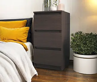 Тумба приліжкова Tobi Sho Heidi T-216 на три шухляди для спальні, 400х758х398 мм Венге