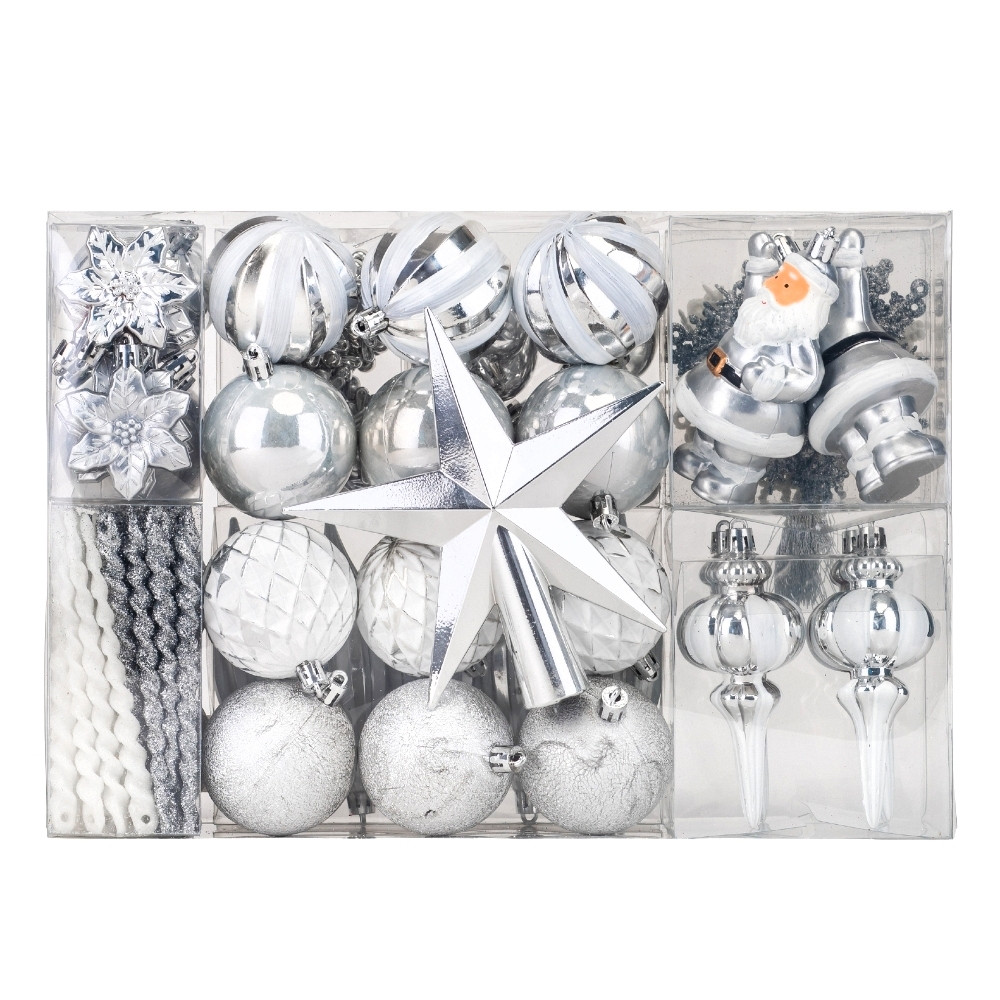 Набір ялинкових іграшок Срібне сяйво 88 шт Розмір коробки 33х23 см 19125-042 пластик