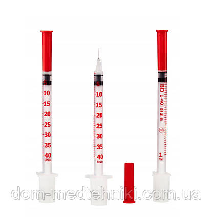 Шприци інсулінові з інтегрованою голкою BD Micro-Fine Plus 1 мл U-40 (8 мм х 30G), 30 шт., фото 3