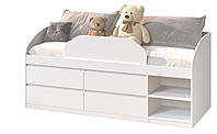 Ліжко "Брайт" з дитячим обмежувачем та ящиками 835x2032x840 мм. Майстер Форм. Німфея альба (лівостороння)