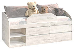 Ліжко "Брайт" з дитячим обмежувачем та ящиками 835x2032x840 Майстер Форм. Дуб крафт білий (правостороння)
