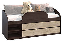 Ліжко "Брайт" з дитячим обмежувачем 835x2032x840 Майстер Форм. Венге магія/дуб крафт сірий (правобічна)