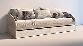 Ліжко односпальне з ящиками "Брайт" 835 x 2032 x 600 h Майстер Форм. Дуб крафт сірий / дуб крафт білий