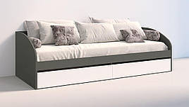 Ліжко односпальне з ящиками "Брайт" 835 x 2032 x 600 h Майстер Форм. Антрацит / білий