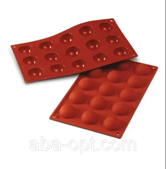 Форма силіконова на 15 виробів 29 х 17 см Напівсфера ( шт.), фото 1