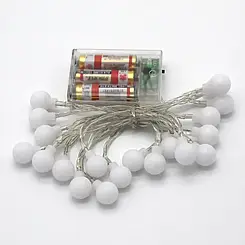 Новорічна світлодіодна гірлянда з лампочками кулями 6 м 40 LED на 3 батарейках Dt