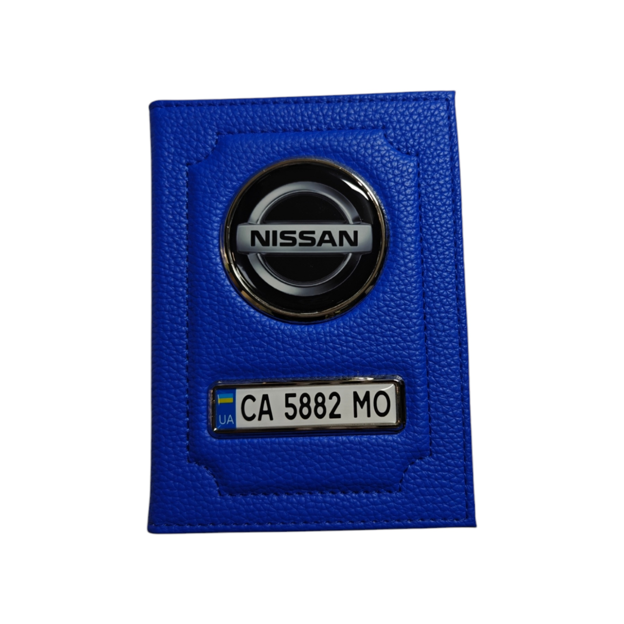 Обкладинка для автодокументів Nissan з золотою рамкою, Обкладинка з номером для власника Ніссан, фото 1