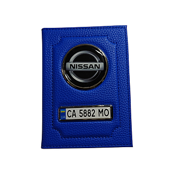 Обкладинка для автодокументів Nissan з золотою рамкою, Обкладинка з номером для власника Ніссан