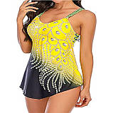 Купальник-сукня 2XL 50 жовтий жіночий роздільний танкіні великий розмір, фото 5