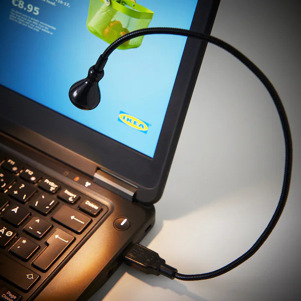 USB лед лампа для освітлення 38 см IKEA JANSJÖ надгнучка світлодіодна лампа-ліхтарик для ноутбука