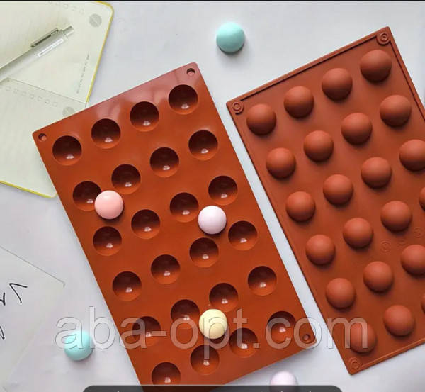 Форма силіконова на 24 виробів 29 х 17 см Напівсфера ( шт.), фото 1