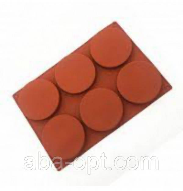 Форма силіконова на 6 виробах Ø 10 см Н 2 см Круг ( шт.), фото 1