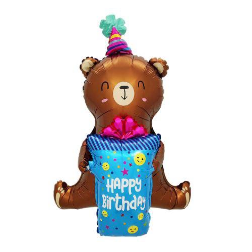 China 72*96 см Ведмідь з подарунком 4Д у ковпачку Фольгована куля — В УП MrShar, фото 1