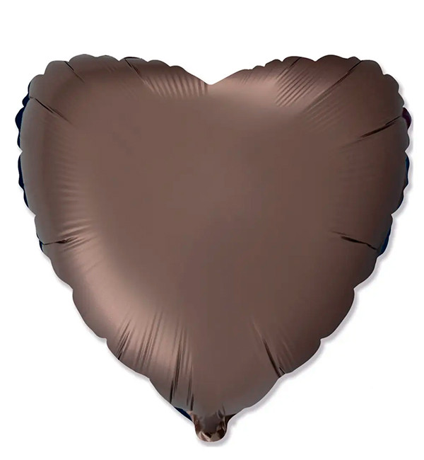 Повітряна кулька "Серце", Іспанія, розмір 45 см, колір коричневий сатин