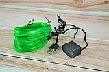Автомобільний гнучкий холодний неон зелений 5 метрів USB - Неонове Підсвічування салону авто, дверей, фото 3