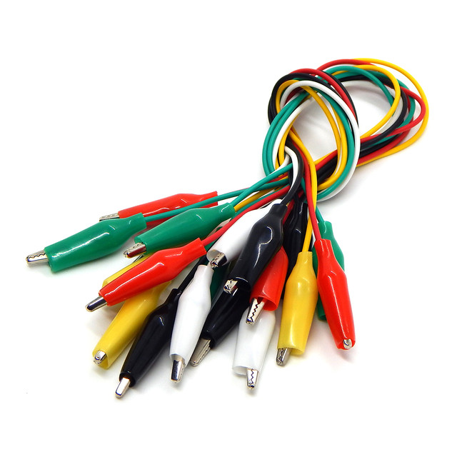 Комплект різнокольорових з'єднувальних проводів із затискачами типу «крокодил»