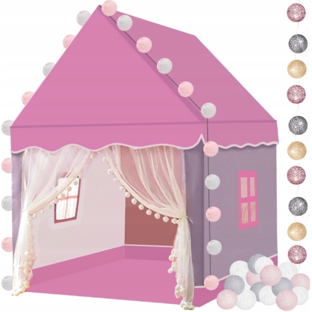 Дитячий ігровий намет будиночок + світлодіодні ліхтарі Kruzzel 130 х 100 х 115 см (22653)