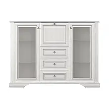 Буфет 2W3S1B ВАЙТ з ДСП/МДФ/Скла Ясен сніжний/Сосна срібна Gerbor