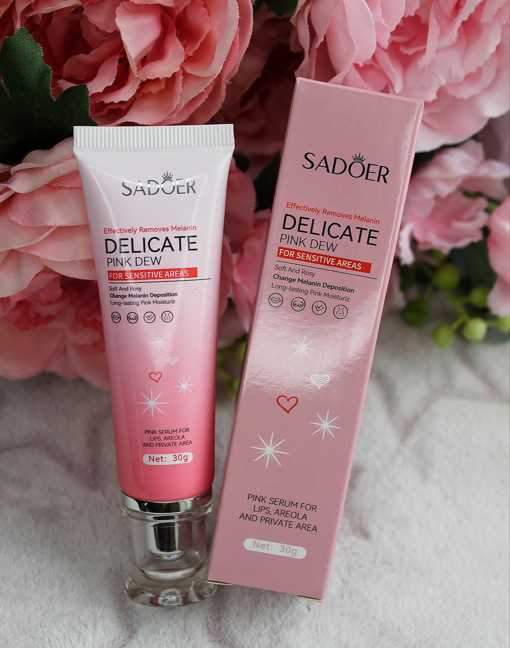 Крем відбілюючий для інтимних та інших частин тіла Sadoer Delicate Pink Dew for sensitive areas