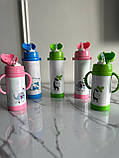 Термос для дітей з трубочкою 350 мл із ручками (зелений), фото 4