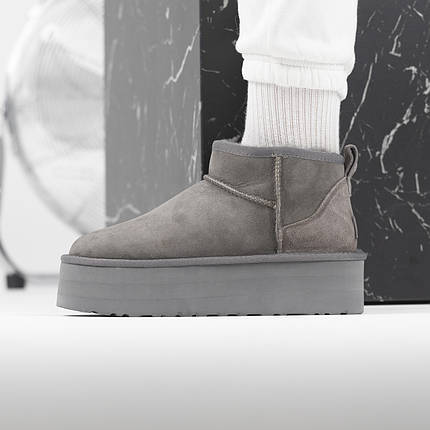 Зимові Жіночі Черевики UGG Classic Ultra Mini Platform Grey / УГГ Класик Ультра Міні Платформ Сірі, фото 1