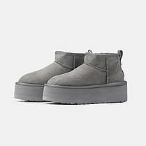 Зимові Жіночі Черевики UGG Classic Ultra Mini Platform Grey / УГГ Класик Ультра Міні Платформ Сірі, фото 5