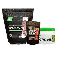 Набор для спорта TNT Nutrition (2 кг Протеин, 0,3 кг Креатин, Omega-3)