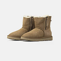 Зимові Жіночі Черевики UGG Mini Double Zip Chestnut Brown / УГГ Міні Дабл Зіп Чеснат Коричневі, фото 5