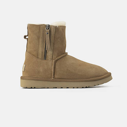 Зимові Жіночі Черевики UGG Mini Double Zip Chestnut Brown / УГГ Міні Дабл Зіп Чеснат Коричневі, фото 1