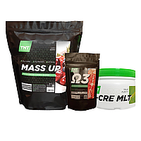 TNT Nutrition Набор для набора массы Mass UP (Гейнер 2.5 кг + Креатин 0.3 кг + Омега-3 60 капс) - Мощный комплекс для мышц -