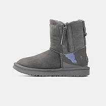 Зимові Жіночі Черевики UGG Mini Double Zip Grey Lacquer / УГГ Міні Дабл Зіп Лакер Сірі, фото 4