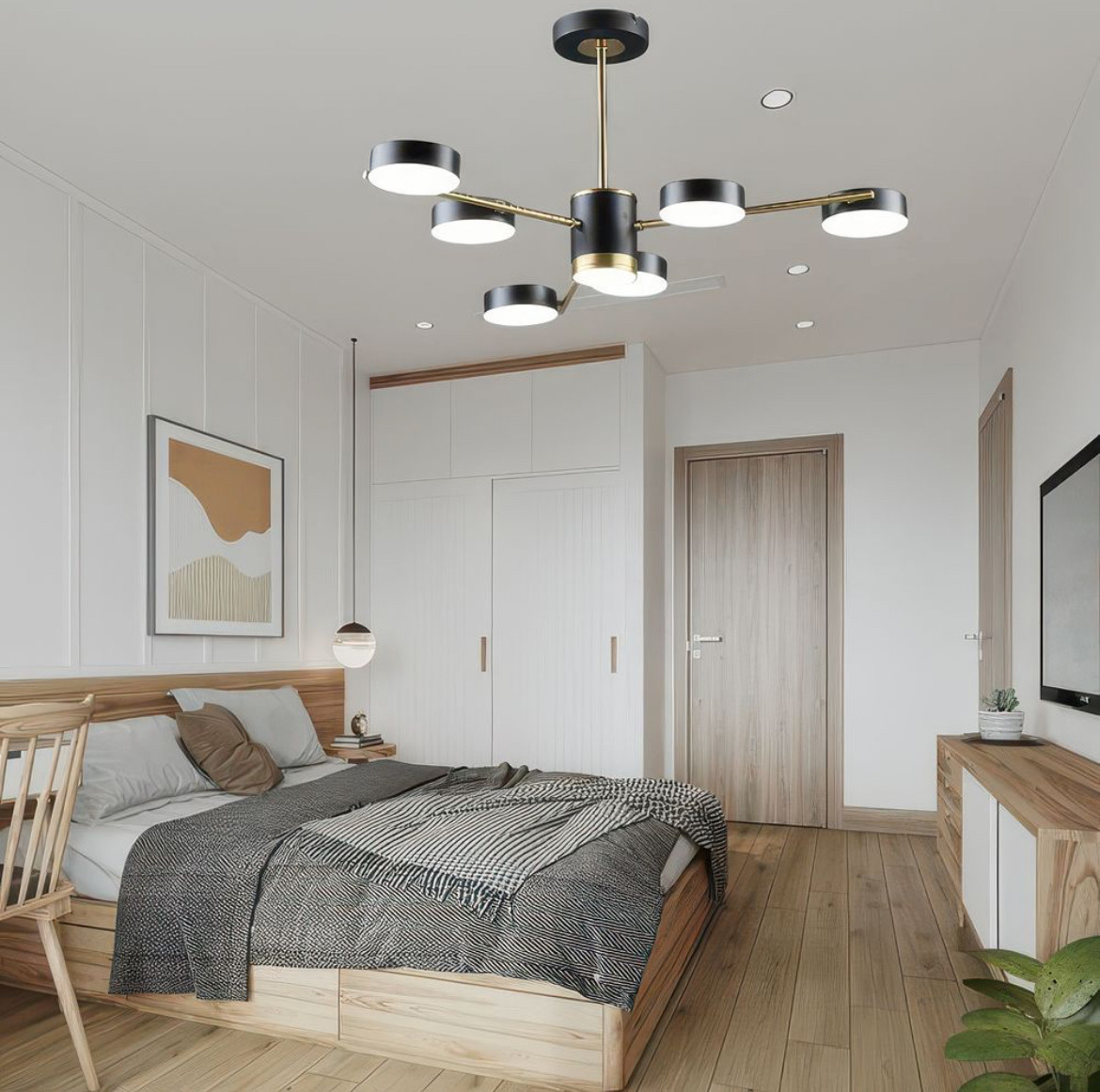 Led люстра на 6 плафонів форма супутник до 15 м² Sirius B N6369/6 COP+BK, фото 1