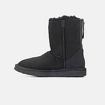 Зимові Жіночі Черевики UGG Classic Short 2 ZIP Black / УГГ Класік Шорт 2 Зіп Чорні, фото 3