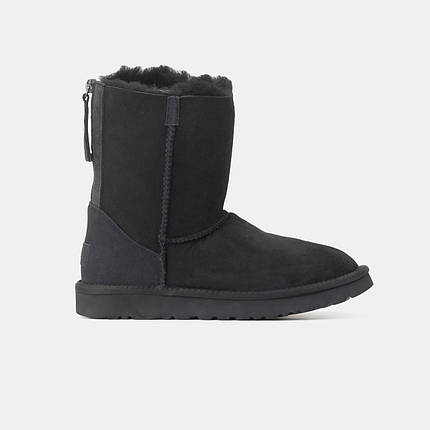 Зимові Жіночі Черевики UGG Classic Short 2 ZIP Black / УГГ Класік Шорт 2 Зіп Чорні, фото 1