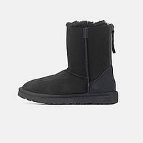 Зимові Жіночі Черевики UGG Classic Short 2 ZIP Black / УГГ Класік Шорт 2 Зіп Чорні, фото 4