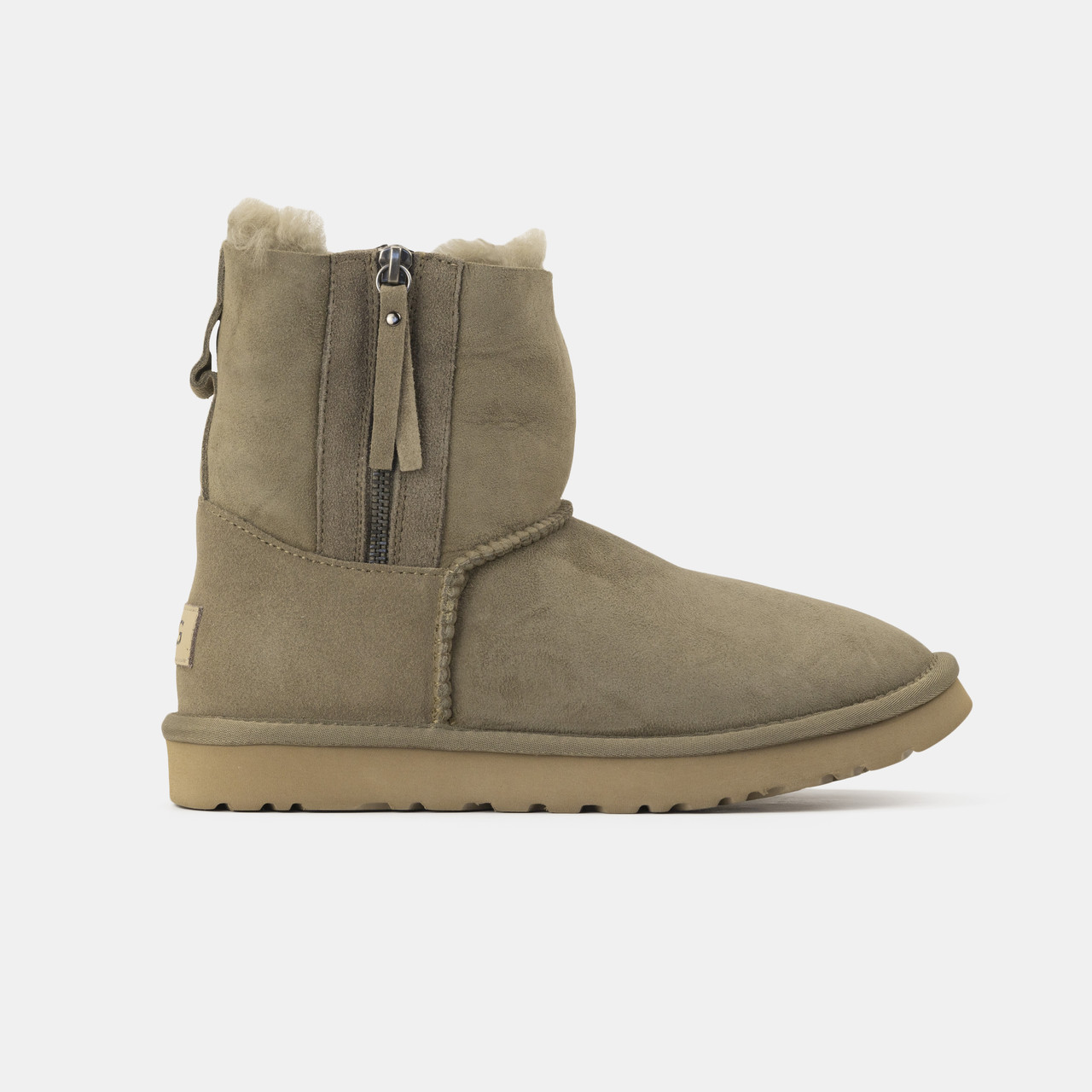 Зимові Жіночі Черевики UGG Mini Double Zip Dark Beige / УГГ Міні Дабл Зіп Темно Бежеві