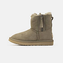 Зимові Жіночі Черевики UGG Mini Double Zip Dark Beige / УГГ Міні Дабл Зіп Темно Бежеві, фото 3