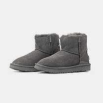 Зимові Жіночі Черевики UGG Classic Mini Zip Grey Lacquer / УГГ Класік Міні Зіп Лакер Сірі, фото 4