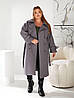 Жіноче стильне пальто тренч осіннє кашемірове з пояском та відкладним коміром і ґудзиками, норма та батал, фото 2