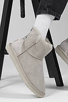 Зимові Жіночі Черевики UGG Classic Mini Zip Light Grey / УГГ Класік Міні Зіп Світло Сірі, фото 3