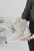 Зимові Жіночі Черевики UGG Classic Mini Zip Light Grey / УГГ Класік Міні Зіп Світло Сірі, фото 5