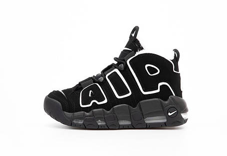 Зимові Кросівки Nike Air More Uptempo Black White / Найк Аїр Мор Аптемпо Чорні з Білим (Хутро), фото 1